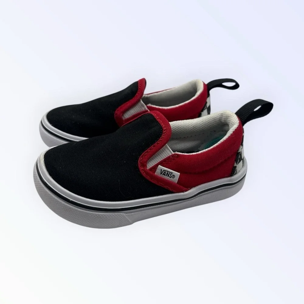 Vans ComfyCush Slip-On 'Checkerboard' Red/Black Kids Shoes 5.5C